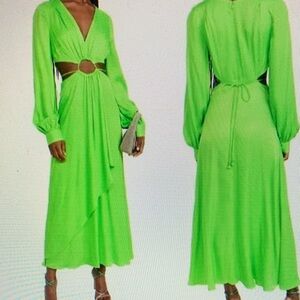 FARM Rio Vibrant Green Cut-Out Maxi Dress